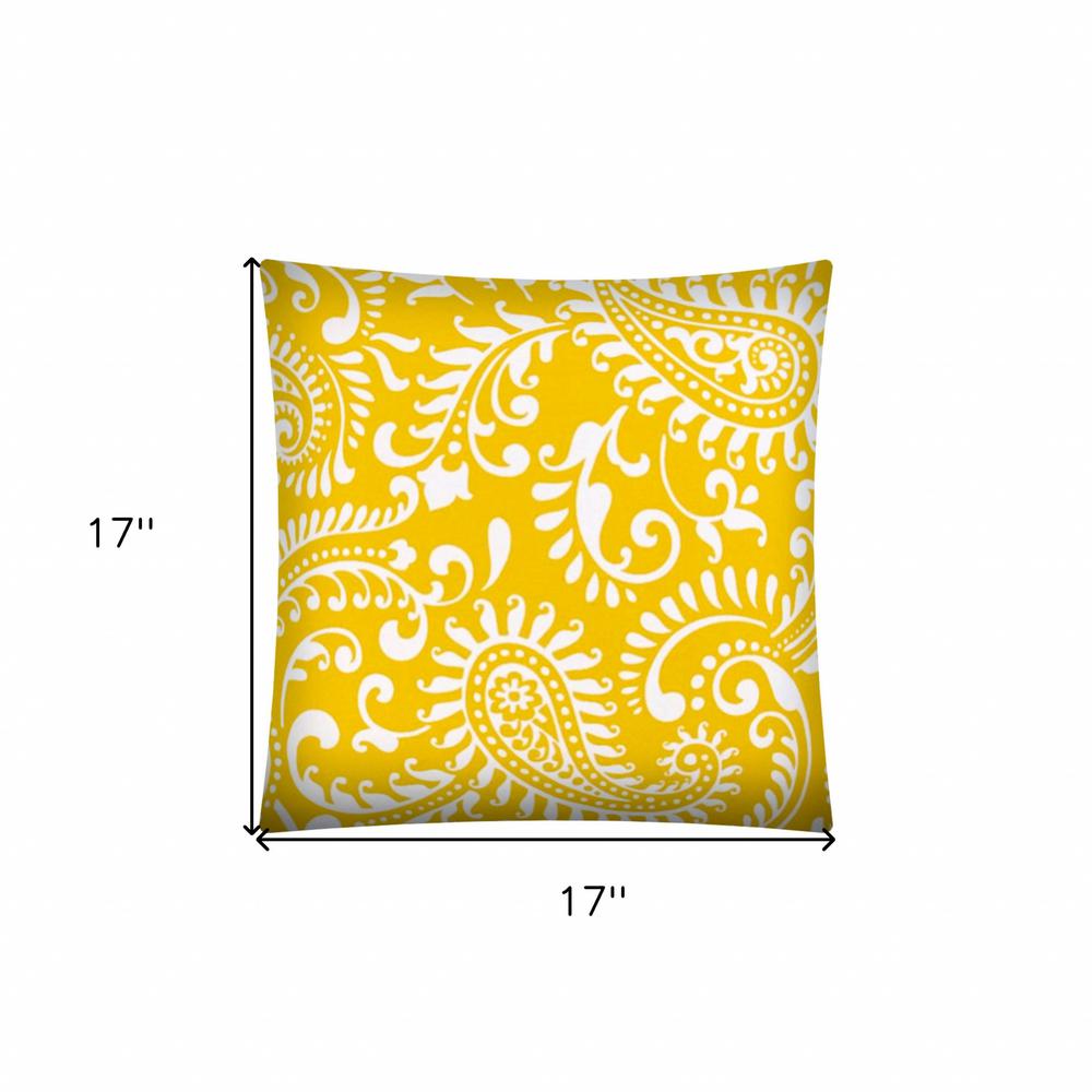 17" X 17" Cream Yellow And White Zippered Polyester Paisley Throw Pillow Cover. Picture 7