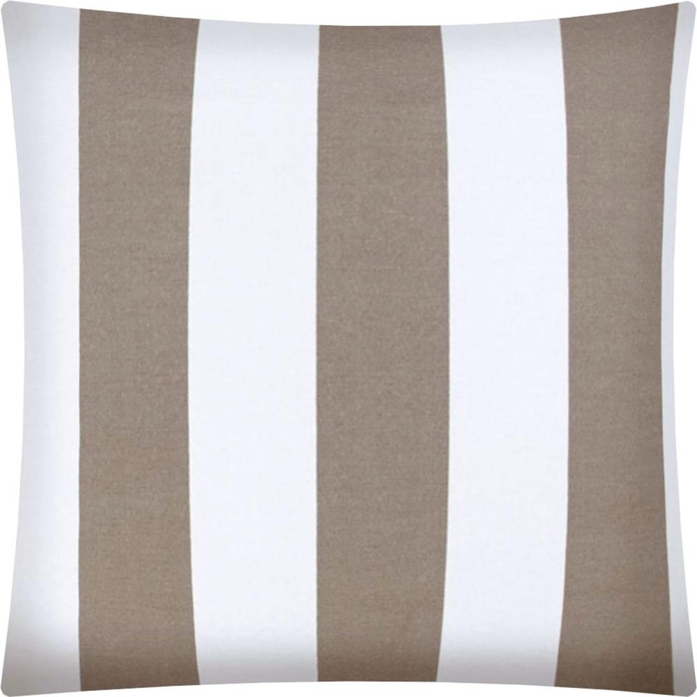 17" X 17" Taupe And Ivory Zippered Striped Throw Indoor Outdoor Pillow Cover. Picture 3