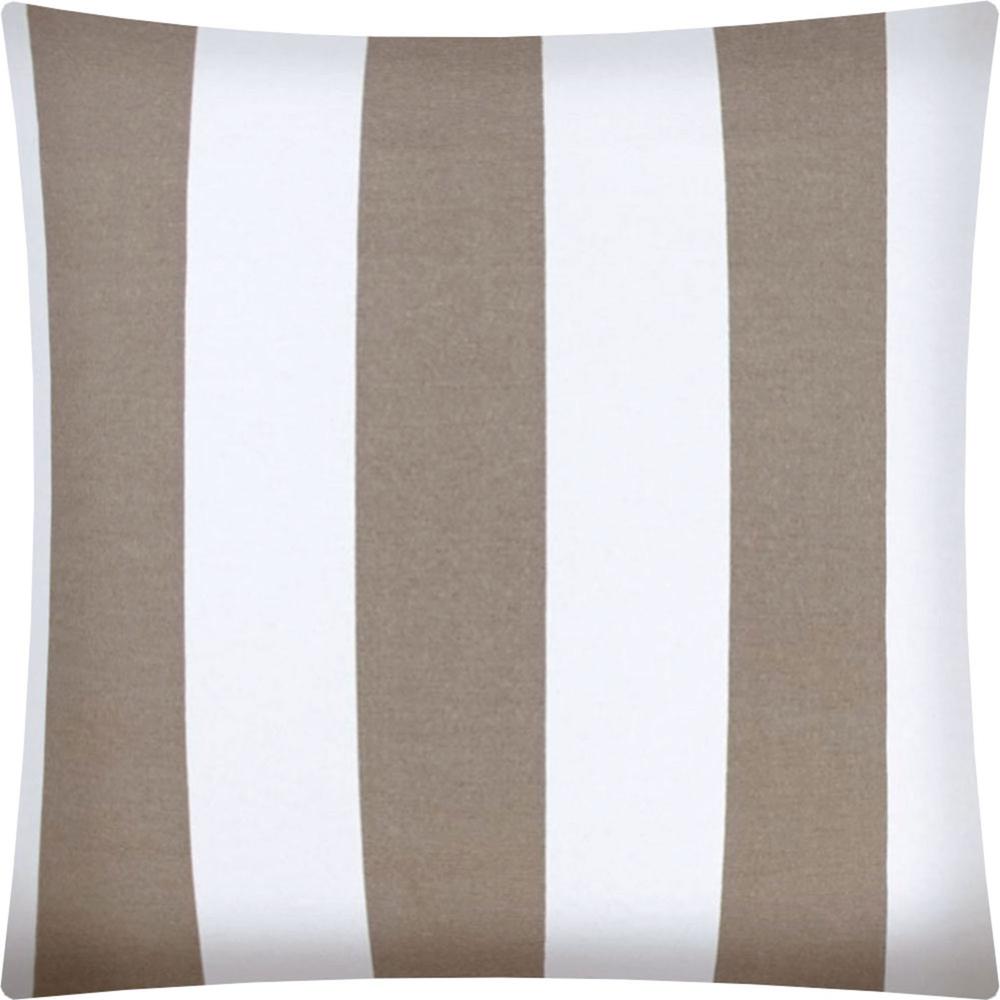 17" X 17" Taupe And Ivory Zippered Striped Throw Indoor Outdoor Pillow Cover. Picture 4
