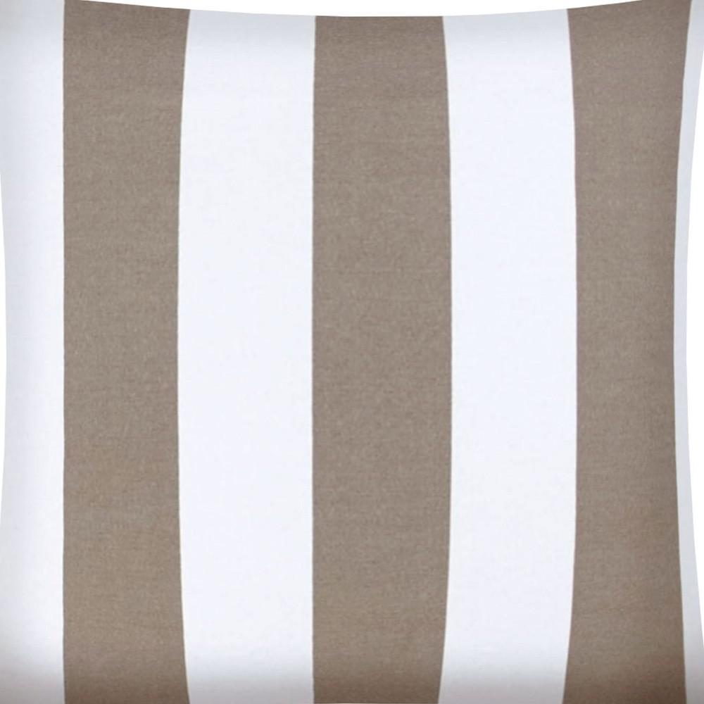 17" X 17" Taupe And Ivory Zippered Striped Throw Indoor Outdoor Pillow Cover. Picture 5