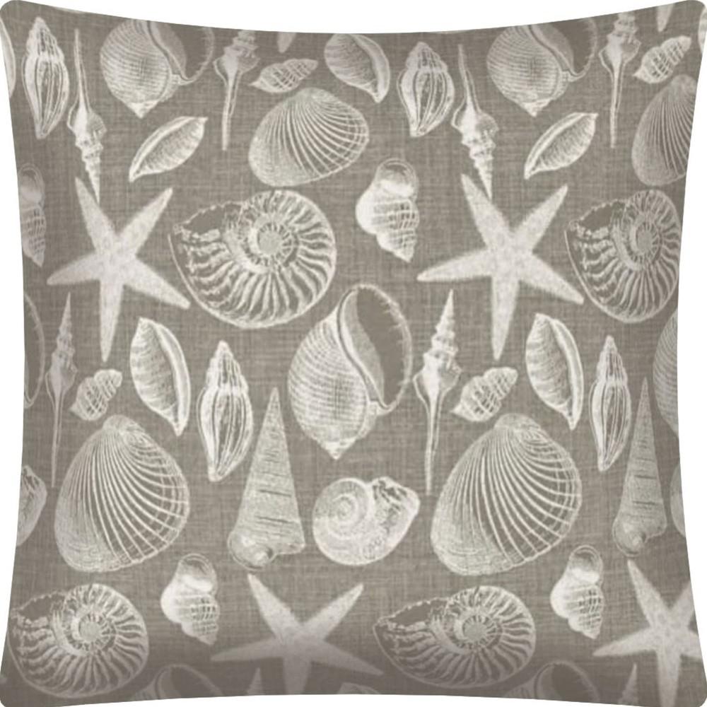 17" X 17" Cream, Gray Seashells Zippered Polyester Coastal Throw Pillow Cover. Picture 5