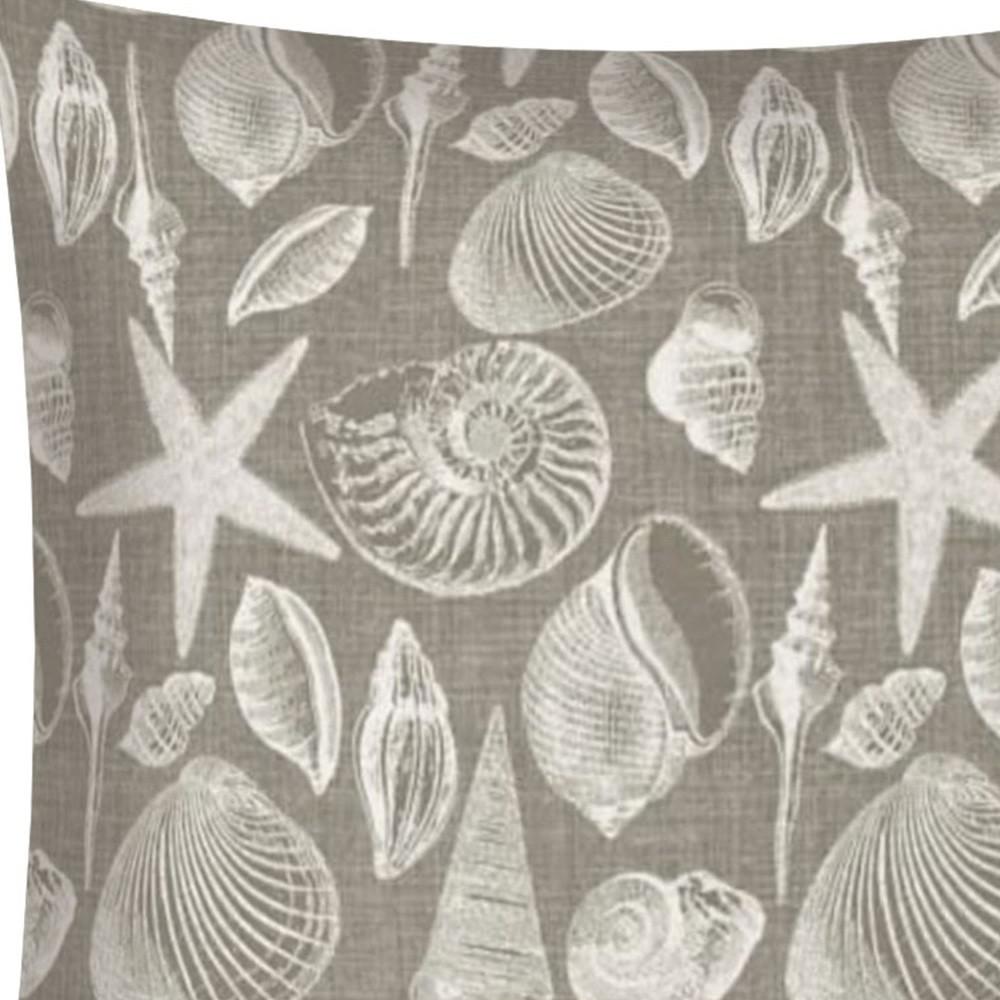 17" X 17" Cream, Gray Seashells Zippered Polyester Coastal Throw Pillow Cover. Picture 7
