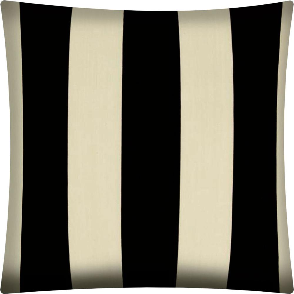 17" X 17" Black And Ivory Zippered Striped Throw Indoor Outdoor Pillow Cover. Picture 3