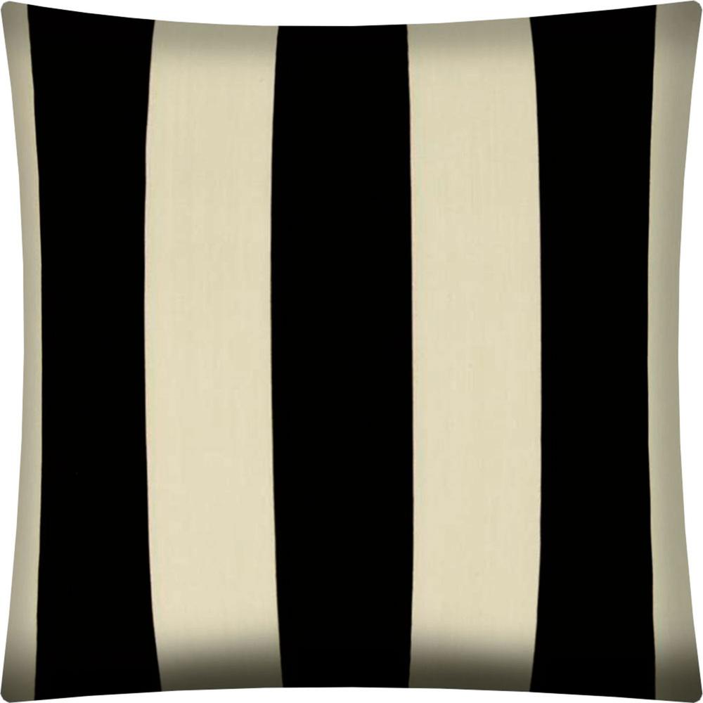 17" X 17" Black And Ivory Zippered Striped Throw Indoor Outdoor Pillow Cover. Picture 4