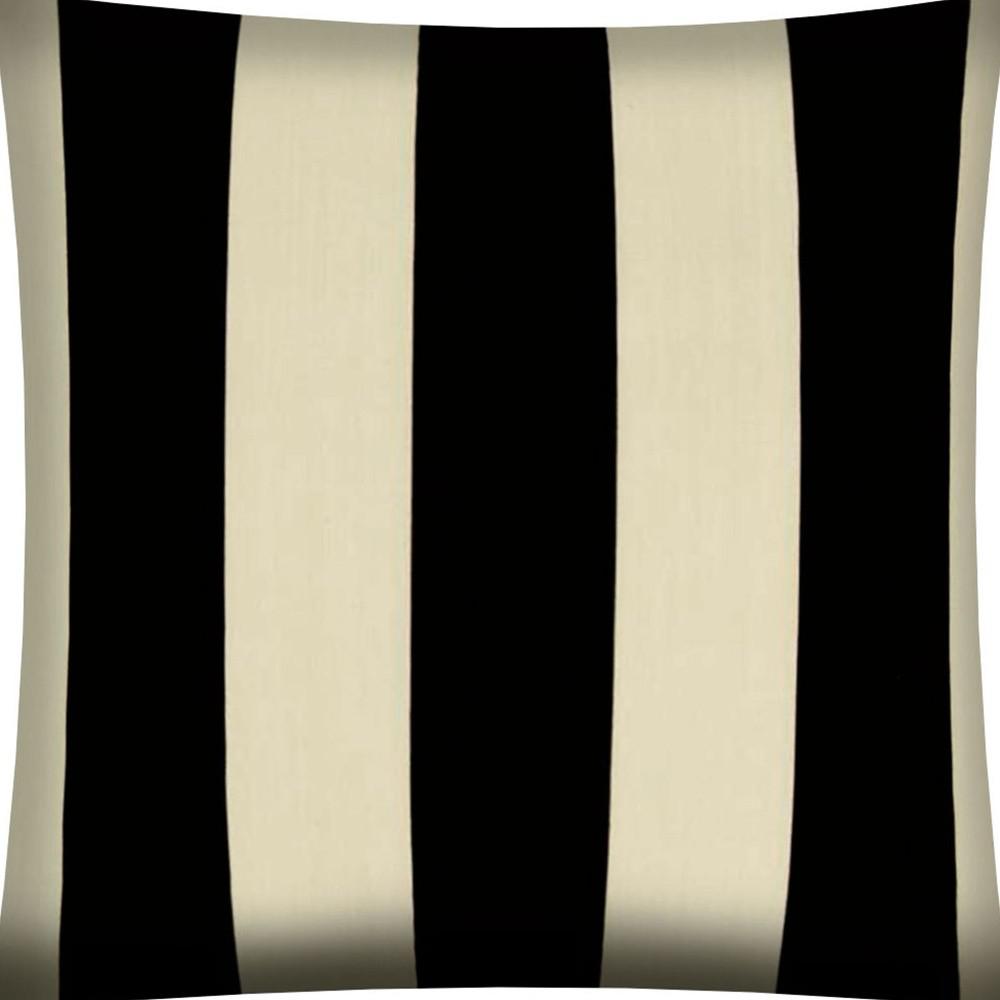 17" X 17" Black And Ivory Zippered Striped Throw Indoor Outdoor Pillow Cover. Picture 5