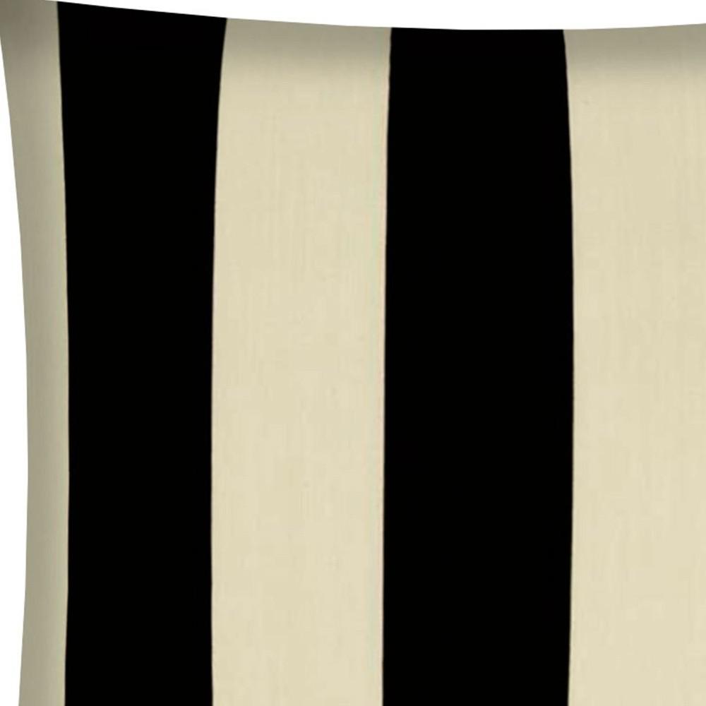17" X 17" Black And Ivory Zippered Striped Throw Indoor Outdoor Pillow Cover. Picture 6