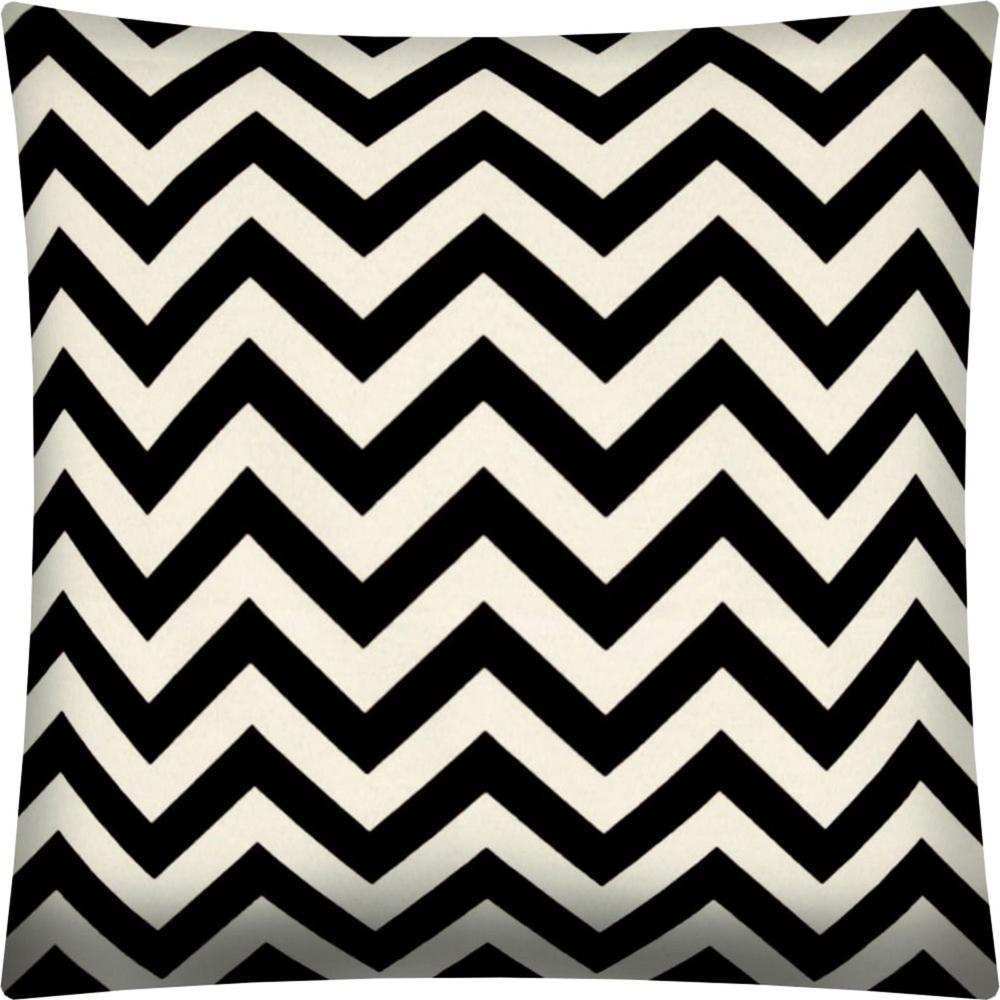 17" X 17" Black And Ivory Zippered Polyester Chevron Throw Pillow Cover. Picture 2