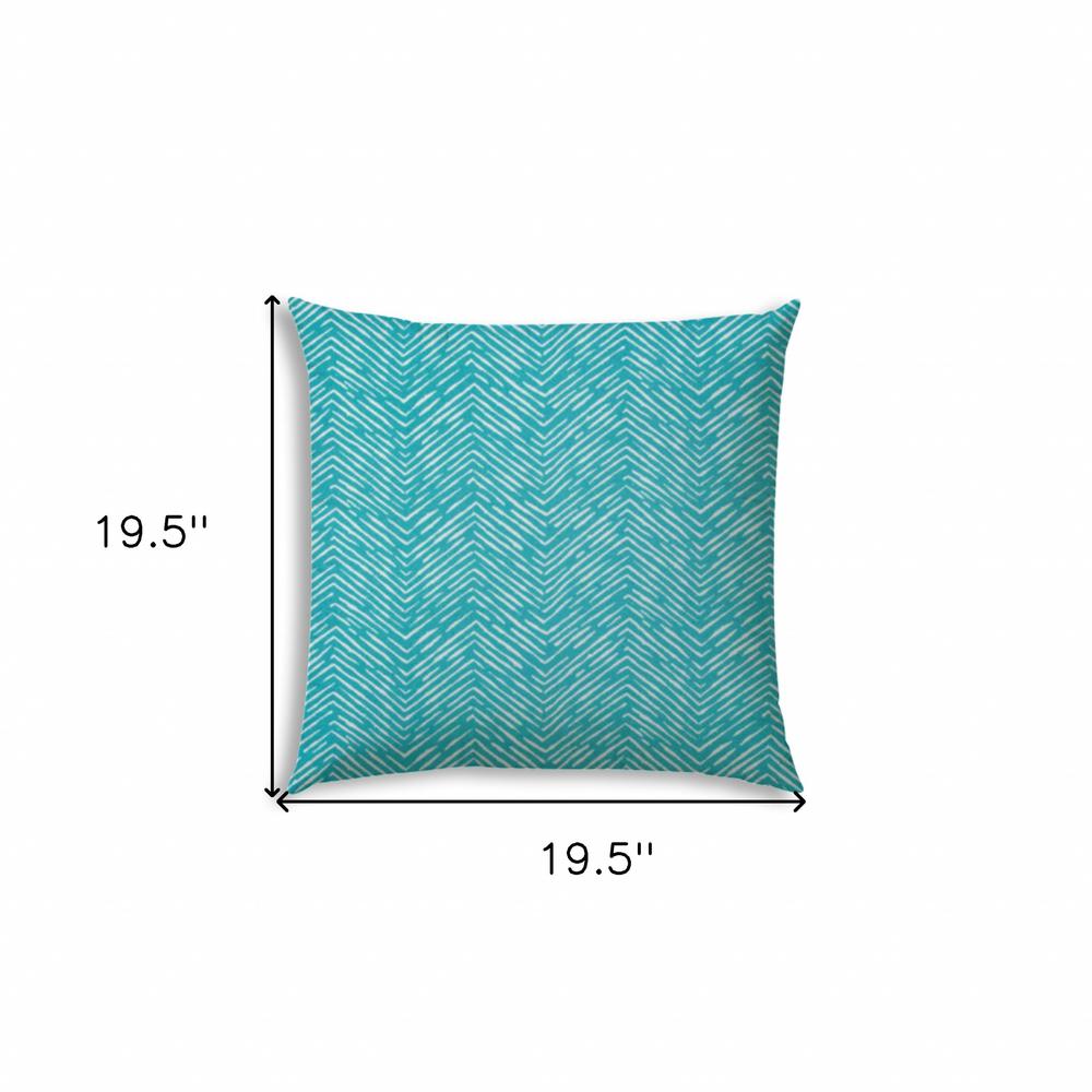 20" X 20" Turquoise And White Zippered Polyester Chevron Throw Pillow Cover. Picture 7