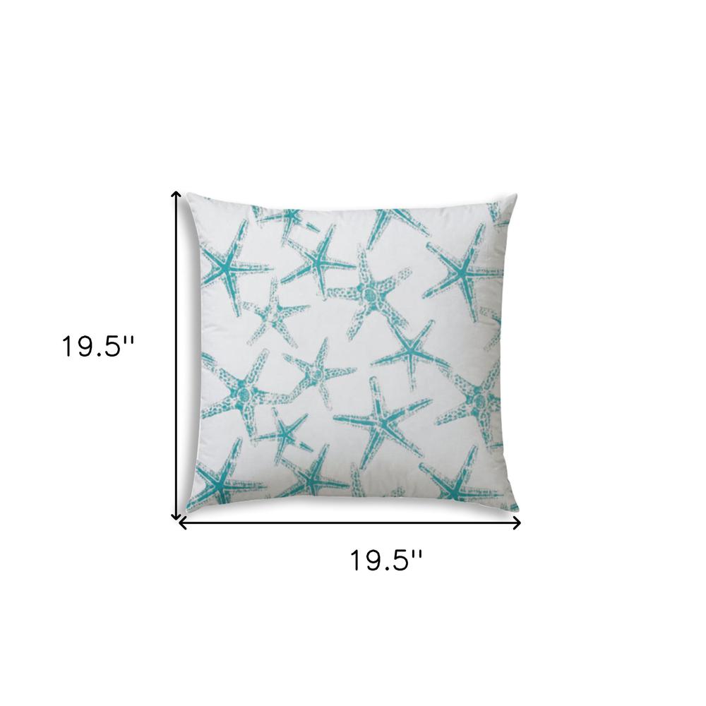 20" X 20" Turquoise And White Zippered Polyester Coastal Throw Pillow Cover. Picture 7