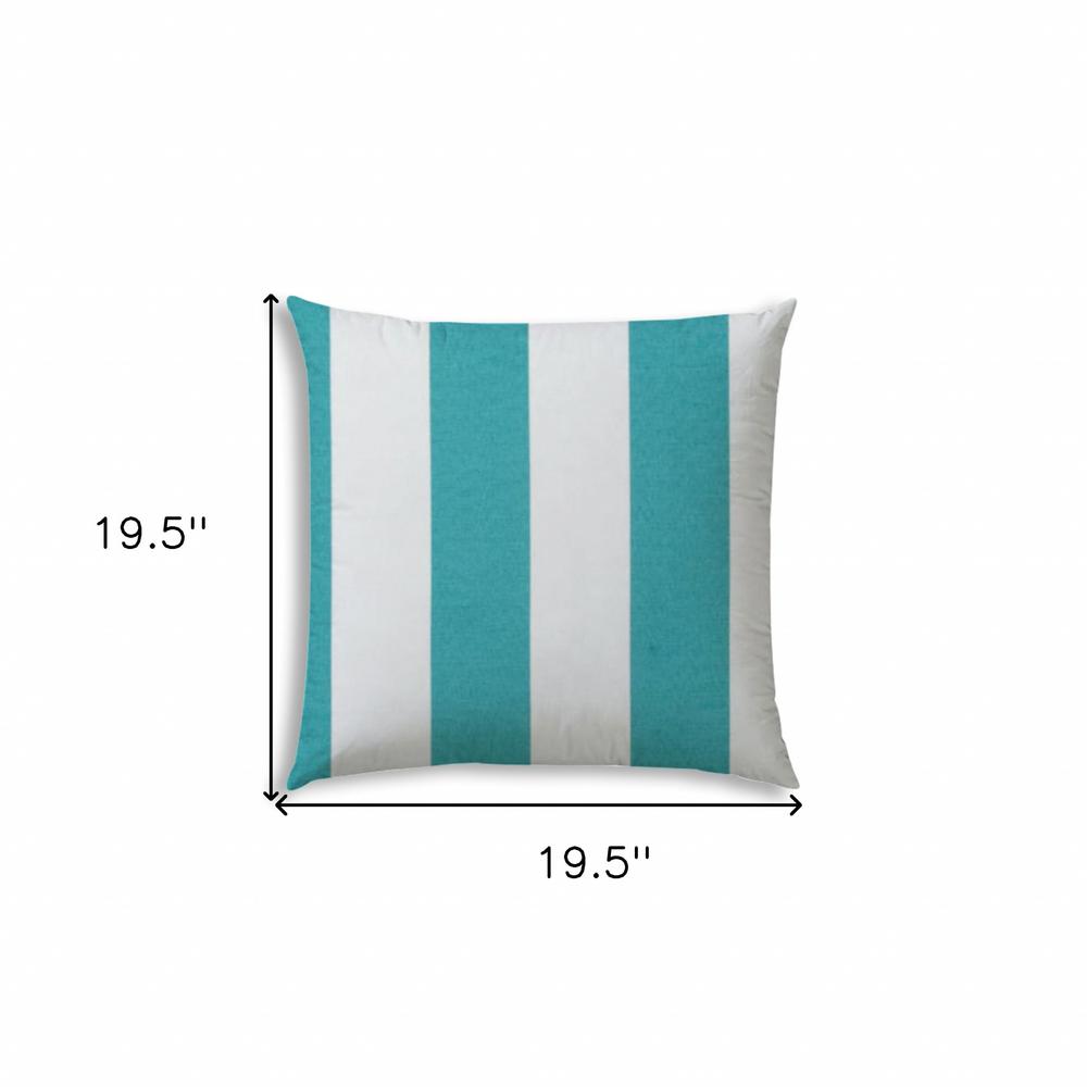 20" X 20" Turquoise And White Zippered Polyester Striped Throw Pillow Cover. Picture 7