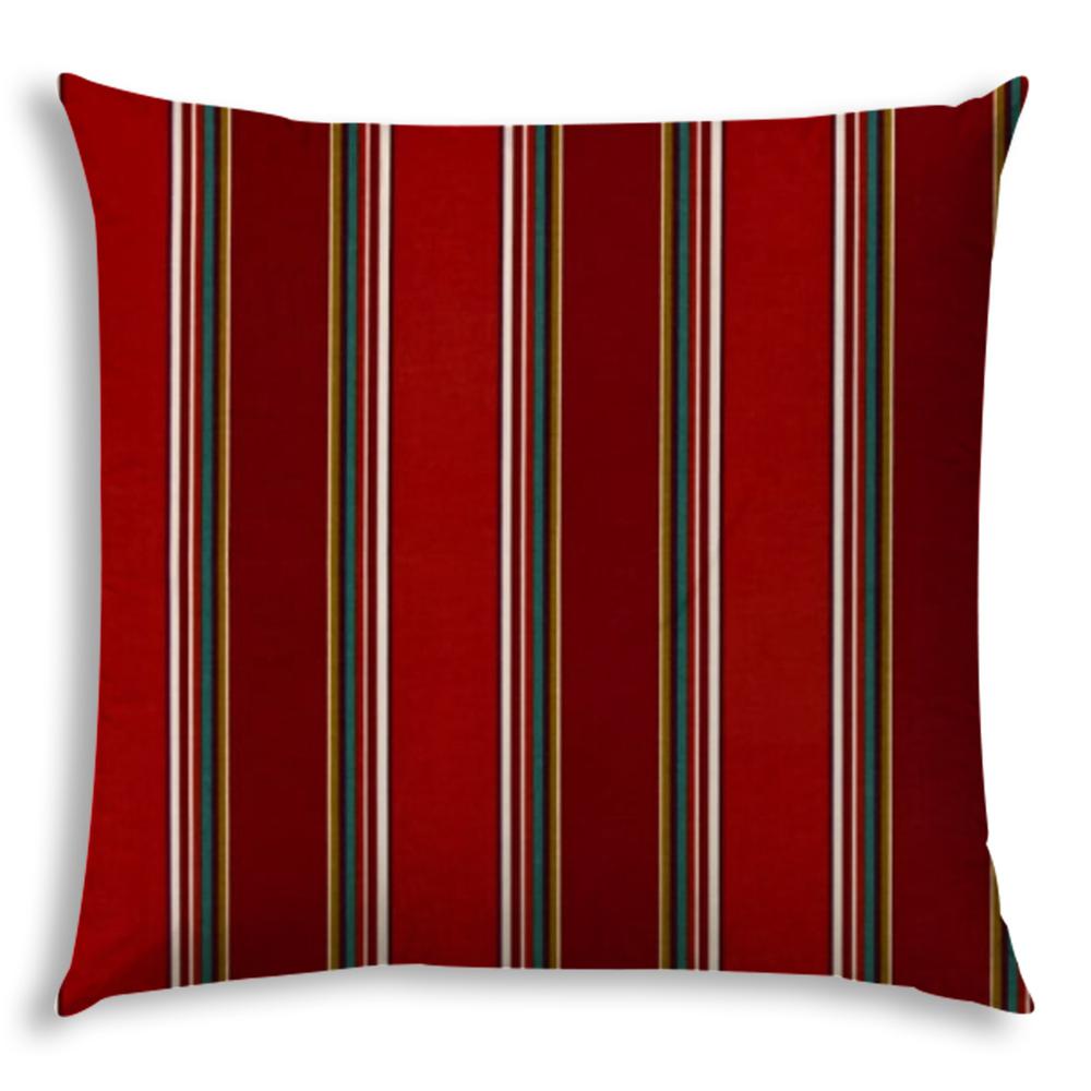 20" X 20" Red Green And White Zippered Polyester Striped Throw Pillow Cover. Picture 2