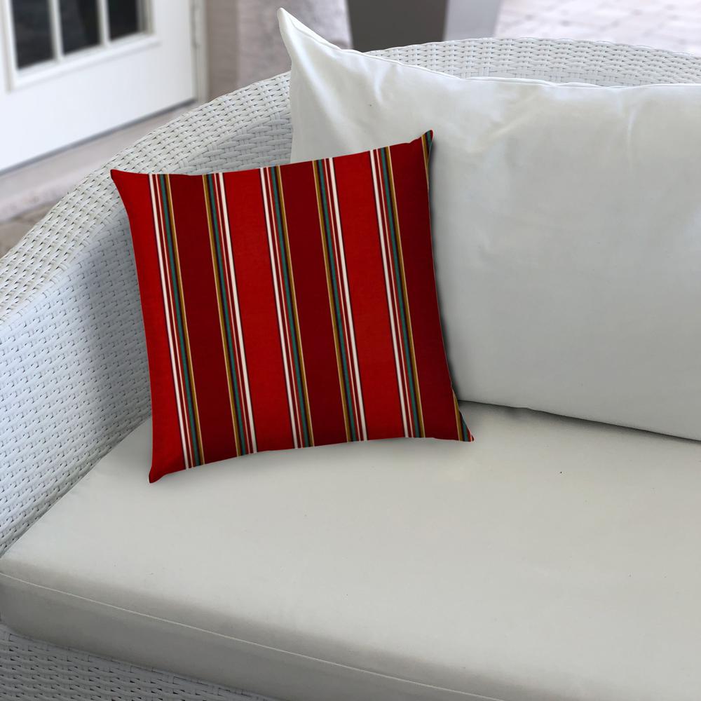 20" X 20" Red Green And White Zippered Polyester Striped Throw Pillow Cover. Picture 5