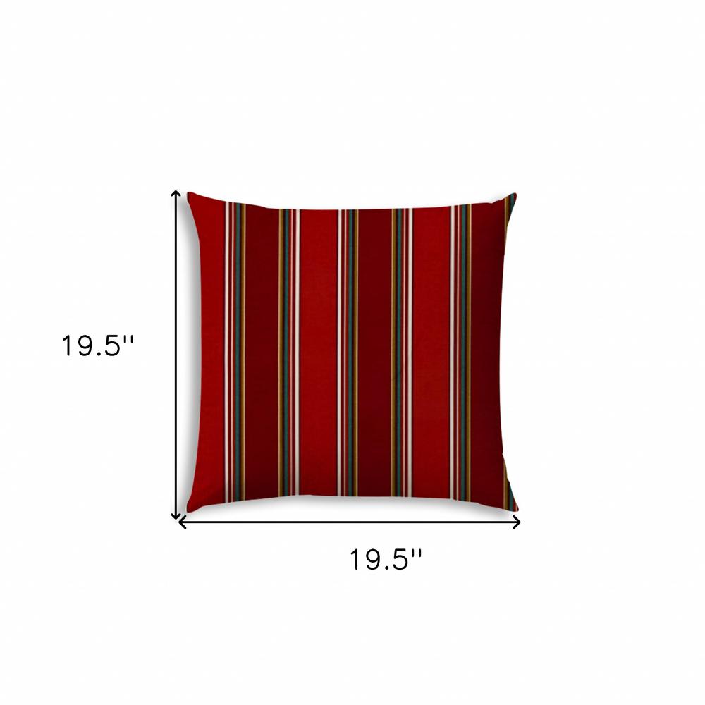 20" X 20" Red Green And White Zippered Polyester Striped Throw Pillow Cover. Picture 7