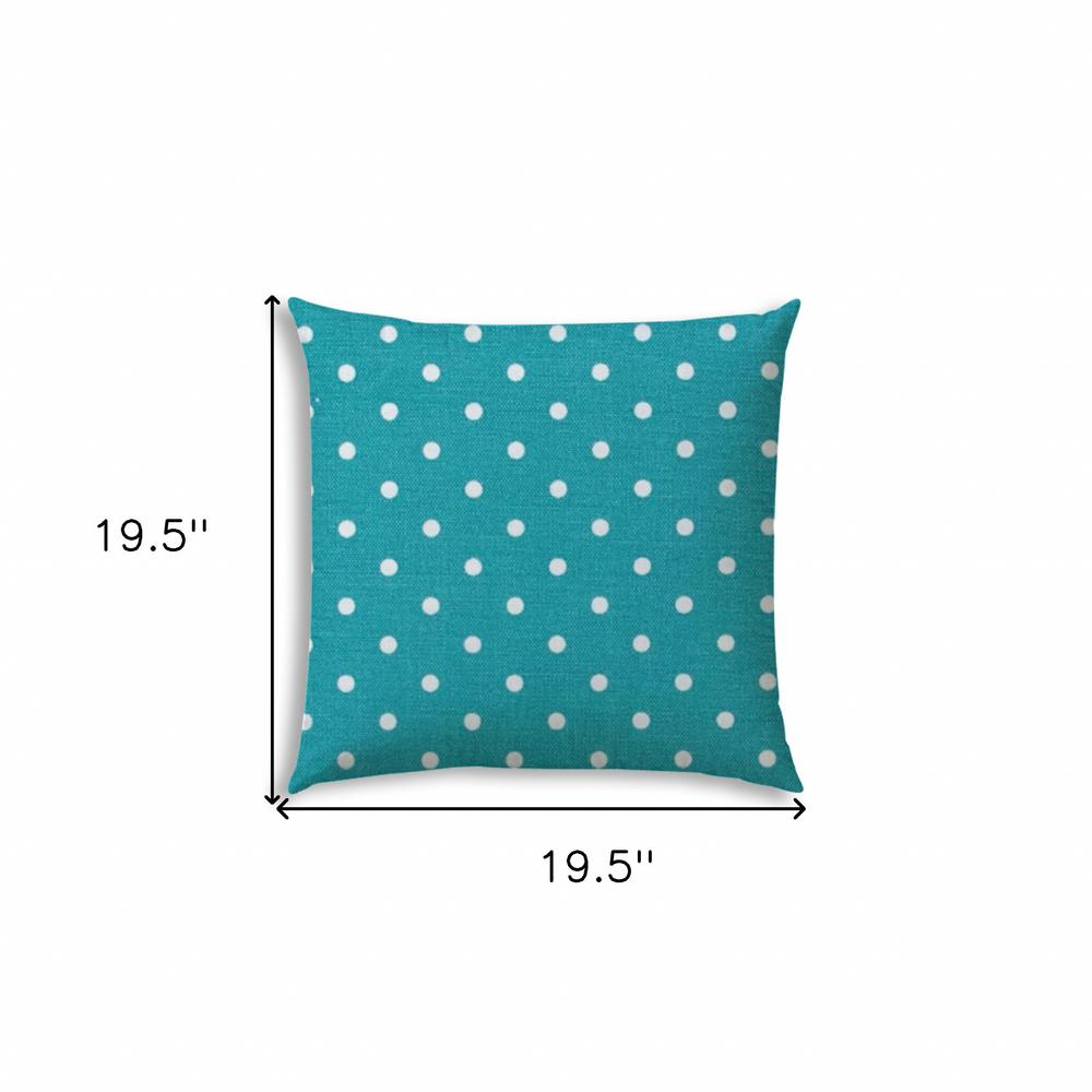 20" X 20" Turquoise Zippered Polyester Polka Dots Throw Pillow Cover. Picture 7