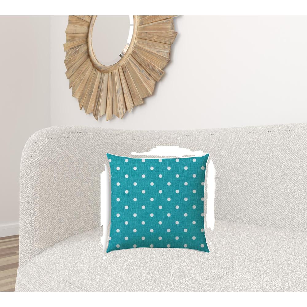 20" X 20" Turquoise Zippered Polyester Polka Dots Throw Pillow Cover. Picture 3