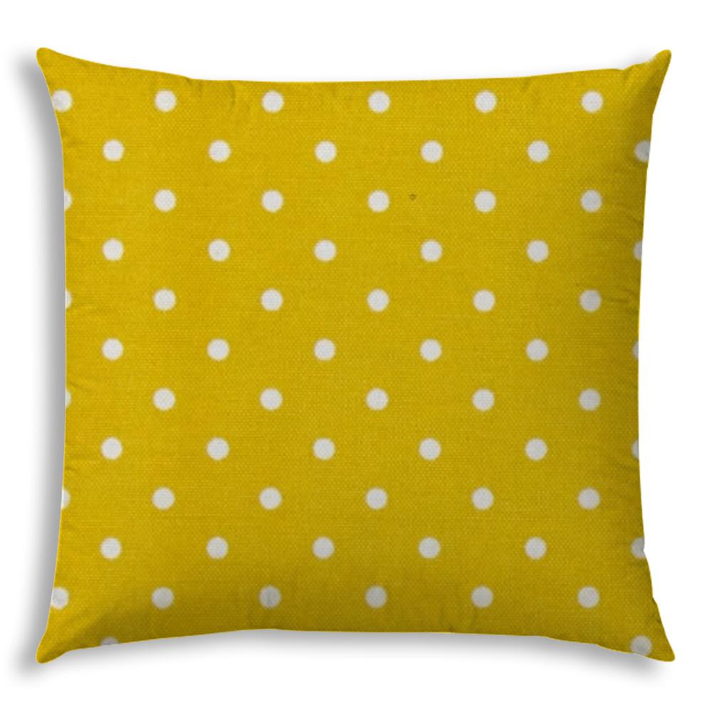 20" X 20" White, Creamy Yellow Zippered Polyester Polka Dots Throw Pillow Cover. Picture 2