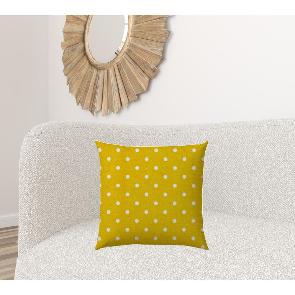 20" X 20" White, Creamy Yellow Zippered Polyester Polka Dots Throw Pillow Cover. Picture 3
