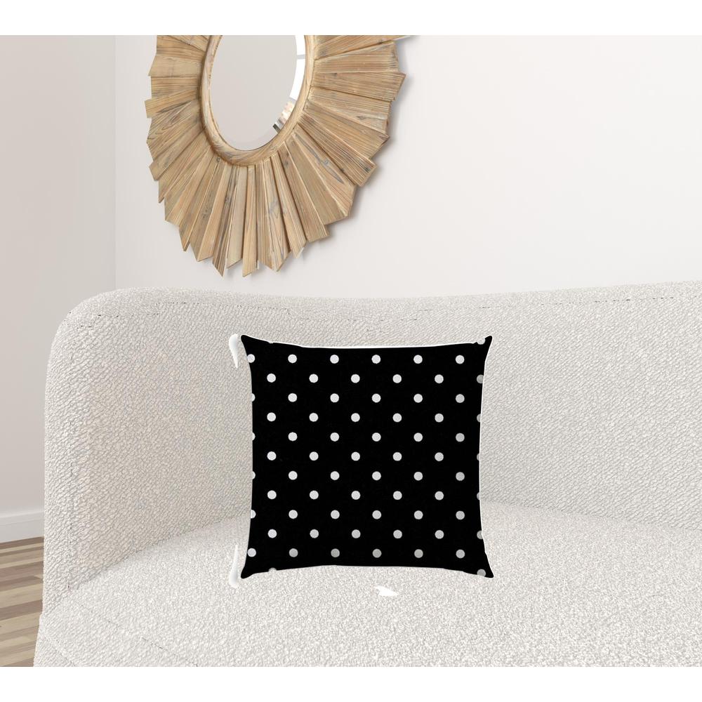 20" X 20" Black And White Zippered Polyester Polka Dots Throw Pillow Cover. Picture 3