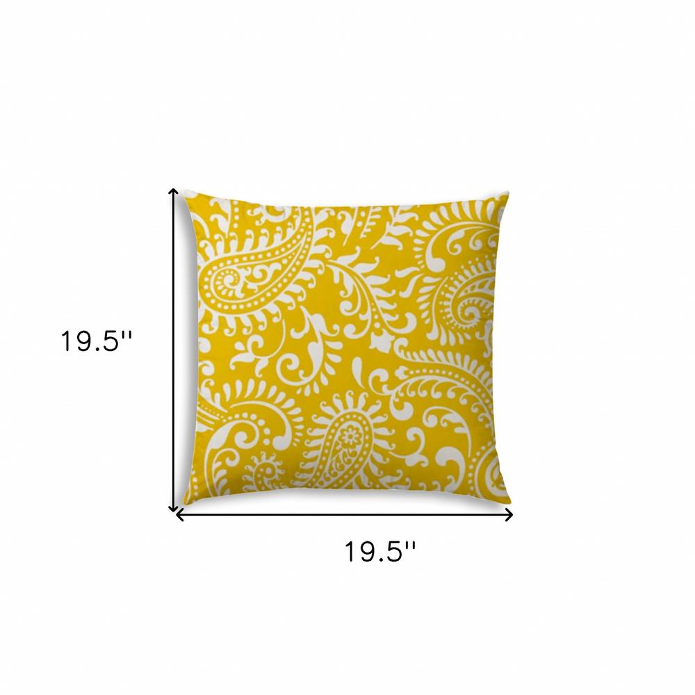 20" X 20" Cream Yellow And White Zippered Polyester Paisley Throw Pillow Cover. Picture 7