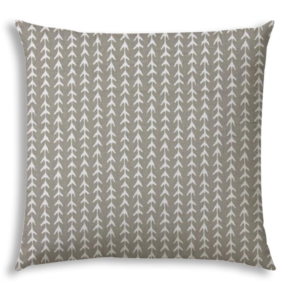 20" X 20" Taupe And White Zippered Polyester Geometric Throw Pillow Cover. Picture 2