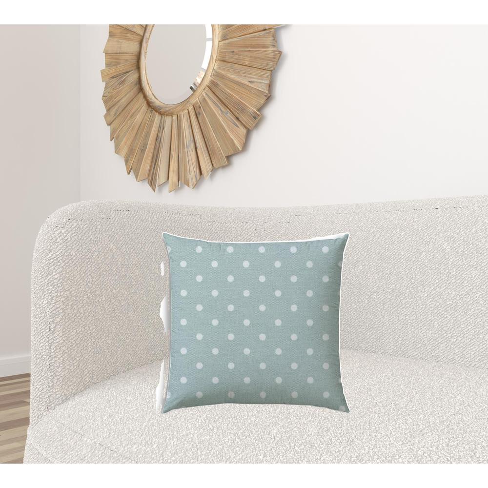 20" X 20" Seafoam And White Zippered Polyester Polka Dots Throw Pillow Cover. Picture 3