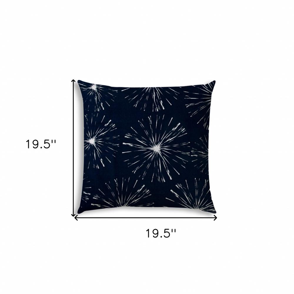 20" X 20" Navy And White Zippered Polyester Floral Throw Pillow Cover. Picture 7