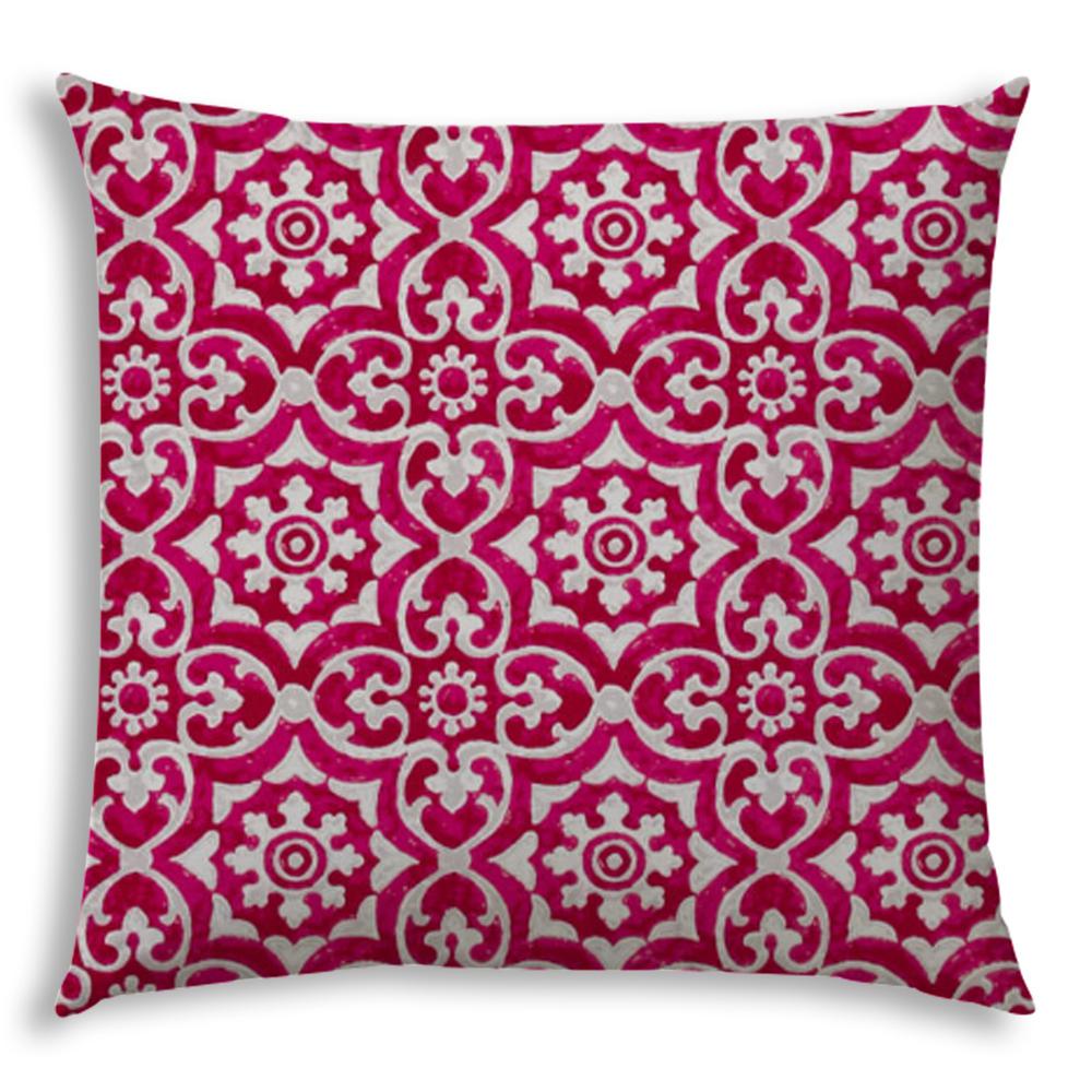 20" X 20" Magenta Zippered Stencil Indoor Outdoor Throw Pillow Cover. Picture 1