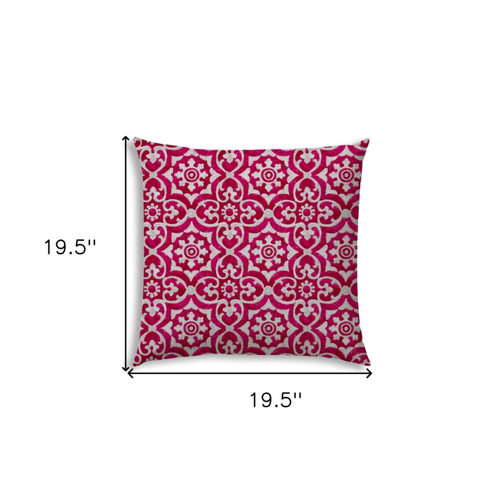 20" X 20" Magenta Zippered Stencil Indoor Outdoor Throw Pillow Cover. Picture 5