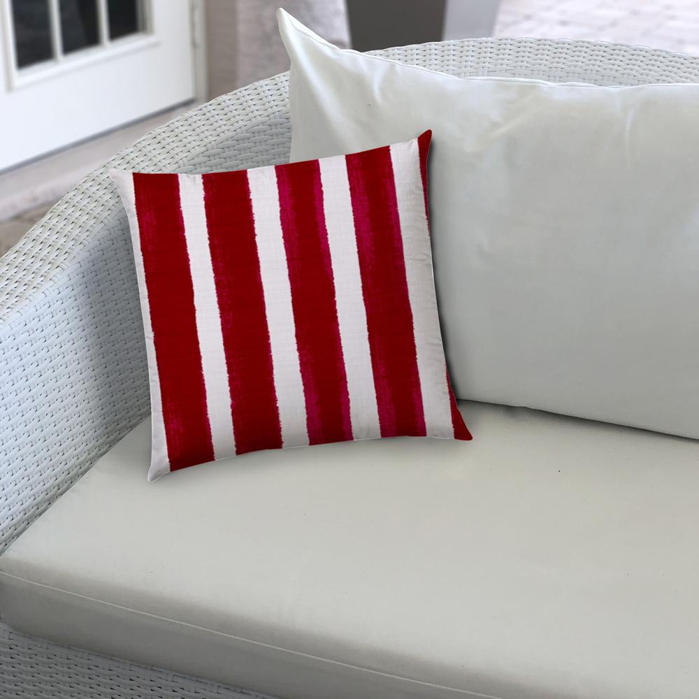 20" X 20" Hot Pink And White Zippered Polyester Striped Throw Pillow Cover. Picture 5