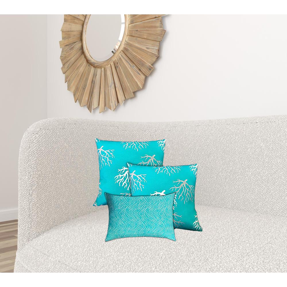 Ocean Blue, White Zippered Coastal Throw Indoor Outdoor Pillow Cover. Picture 4