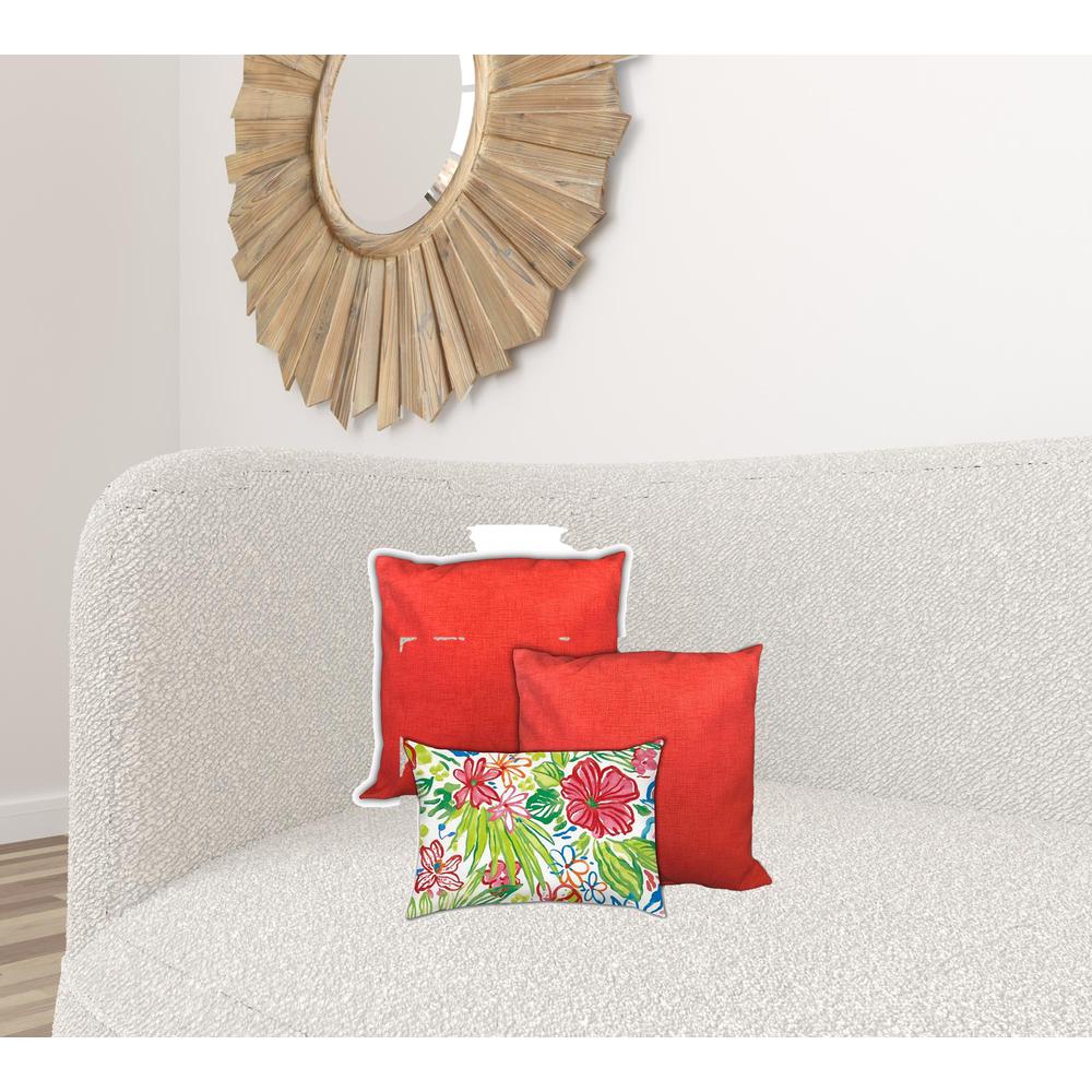 Red, White Zippered Solid Color Throw Indoor Outdoor Pillow Cover. Picture 2