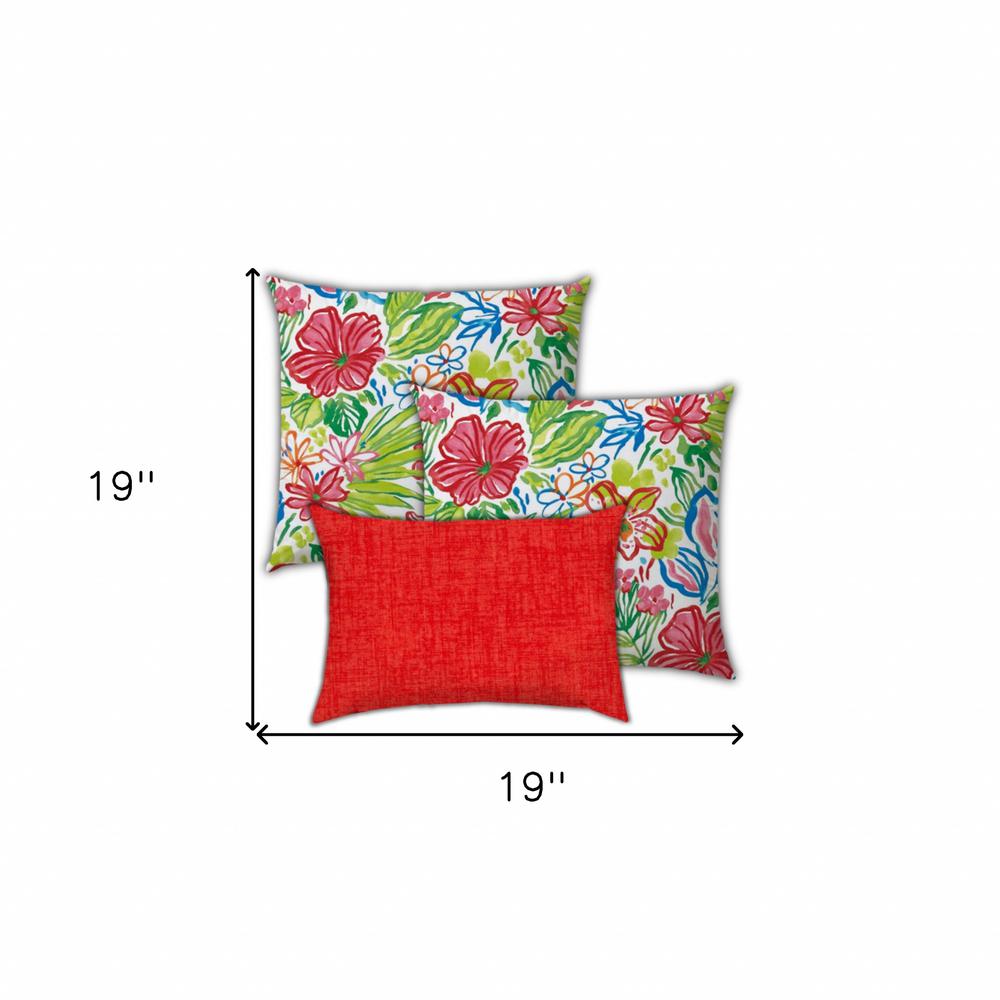 Red, White Zippered Floral Throw Indoor Outdoor Pillow Cover. Picture 7