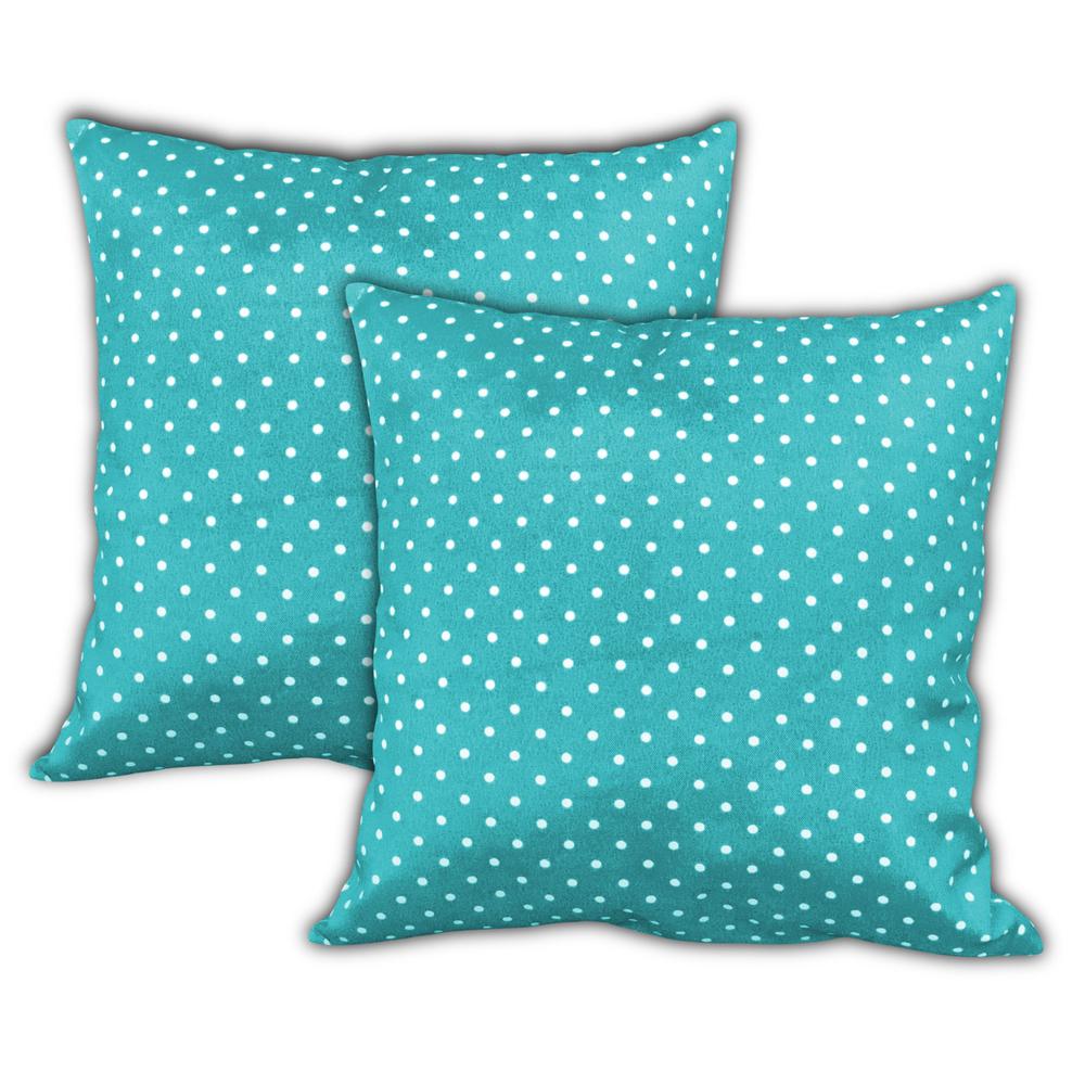 Ocean Blue, White Zippered Polka Dots Throw Indoor Outdoor Pillow Cover. Picture 3