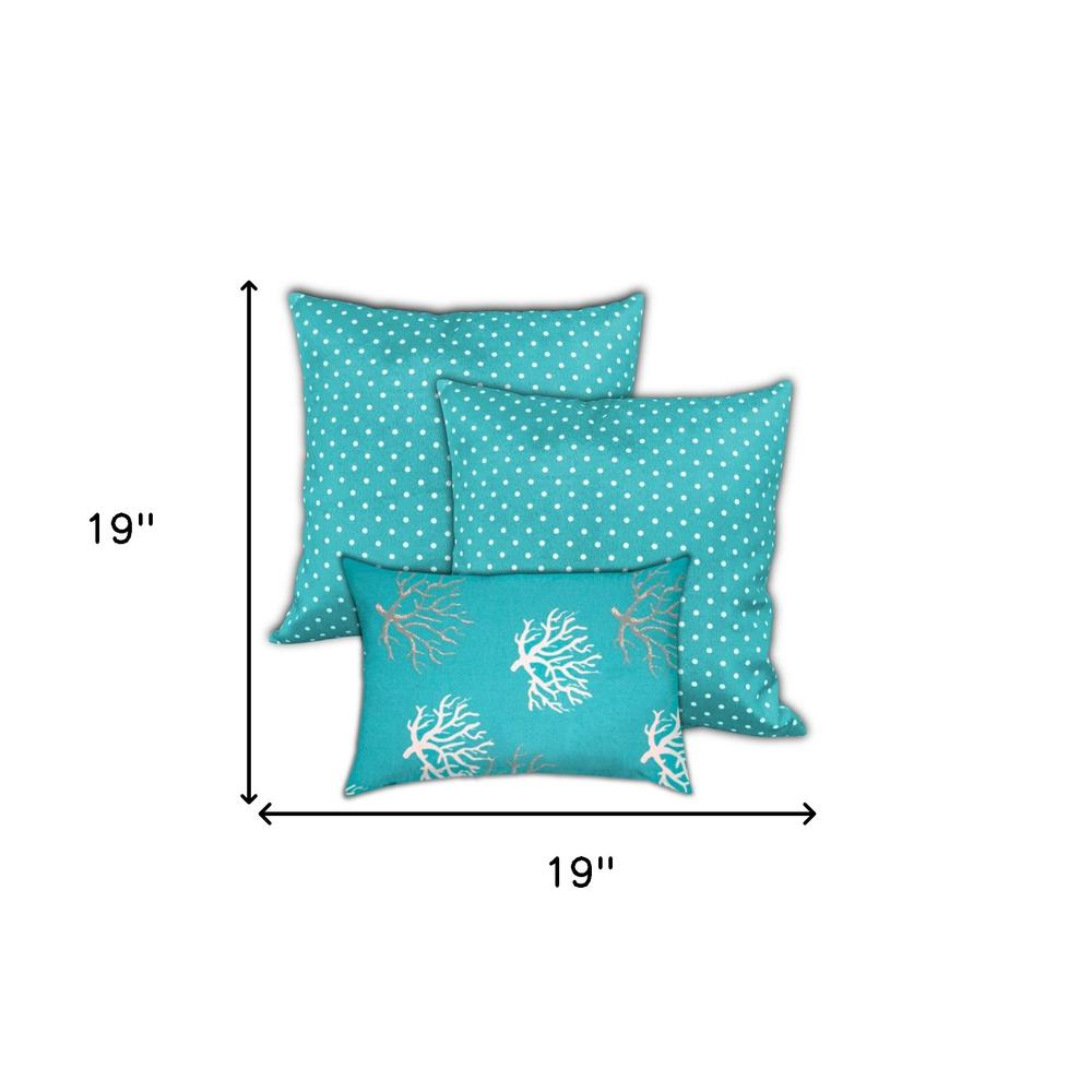 Ocean Blue, White Zippered Polka Dots Throw Indoor Outdoor Pillow Cover. Picture 6