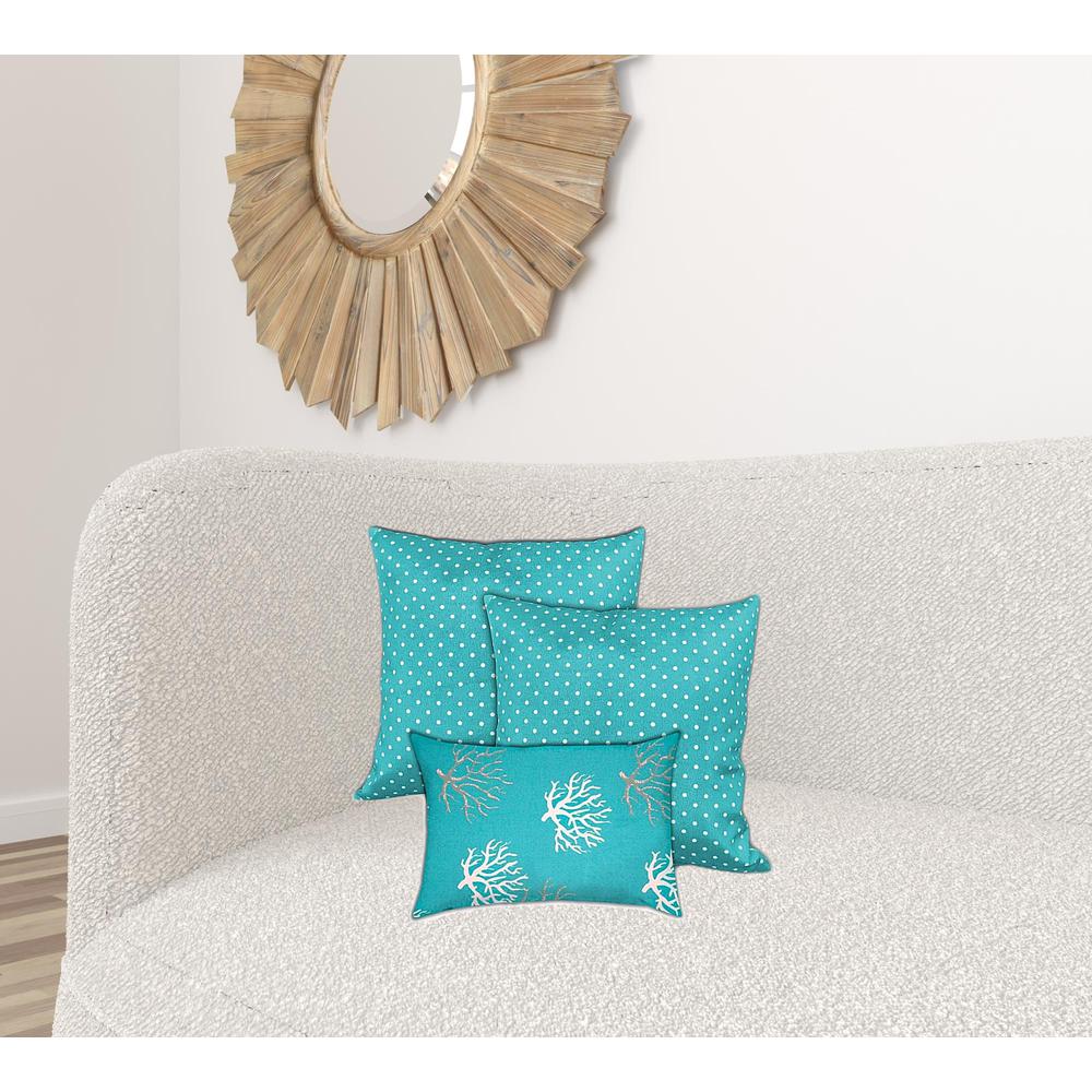 Ocean Blue, White Zippered Polka Dots Throw Indoor Outdoor Pillow Cover. Picture 2