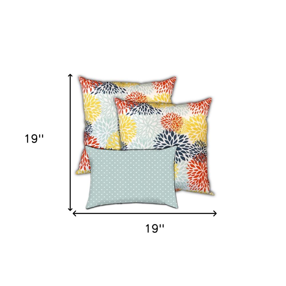 Seafoam, White Zippered Floral Throw Indoor Outdoor Pillow Cover. Picture 7