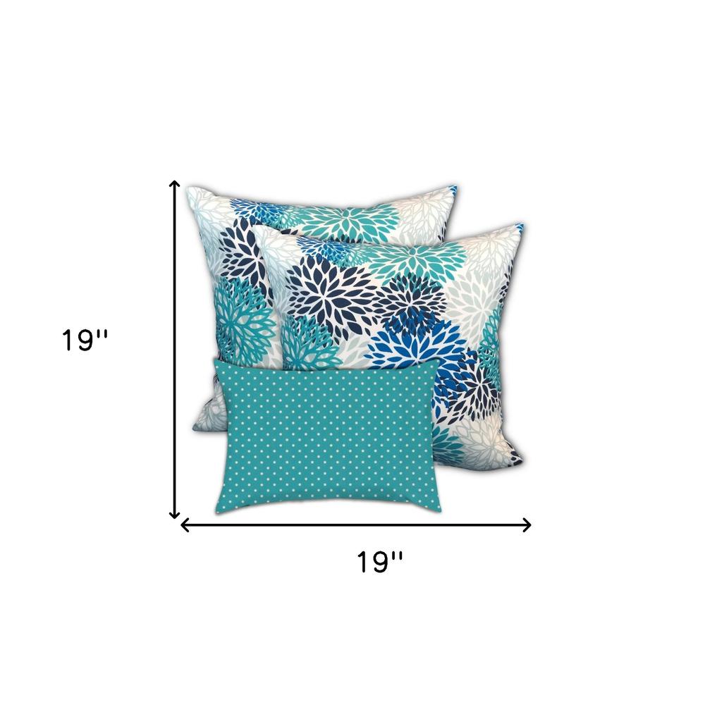 Blue, White Zippered Floral Throw Indoor Outdoor Pillow Cover. Picture 7