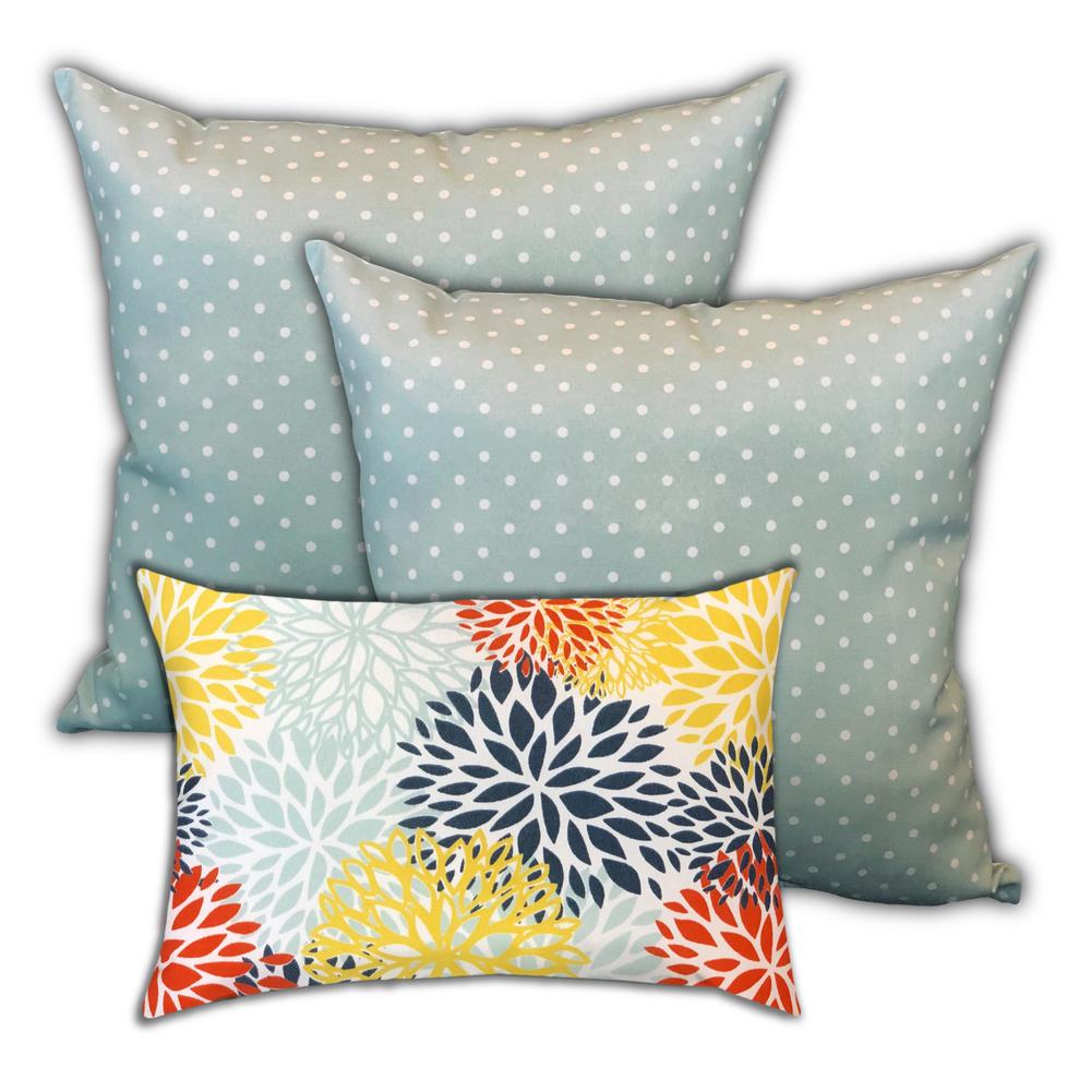 Seafoam, White Zippered Polka Dots Throw Indoor Outdoor Pillow Cover. Picture 1