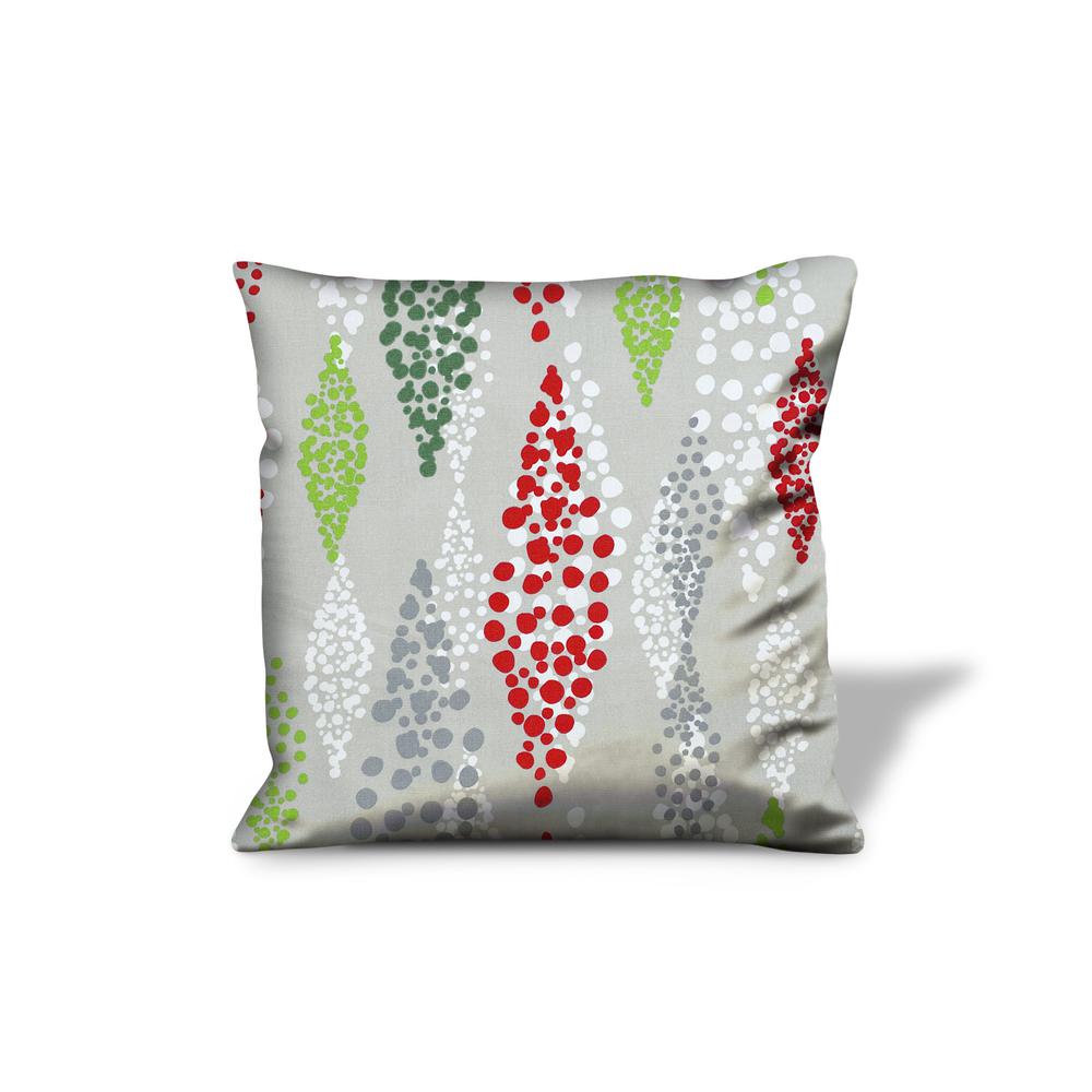 Red Gray And White 100% Cotton Christmas Throw Indoor Outdoor Pillow Cover. Picture 1