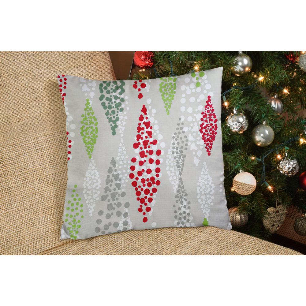 Red Gray And White 100% Cotton Christmas Throw Indoor Outdoor Pillow Cover. Picture 6