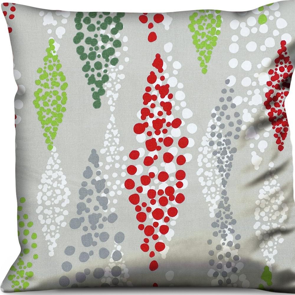 Red Gray And White 100% Cotton Christmas Throw Indoor Outdoor Pillow Cover. Picture 4