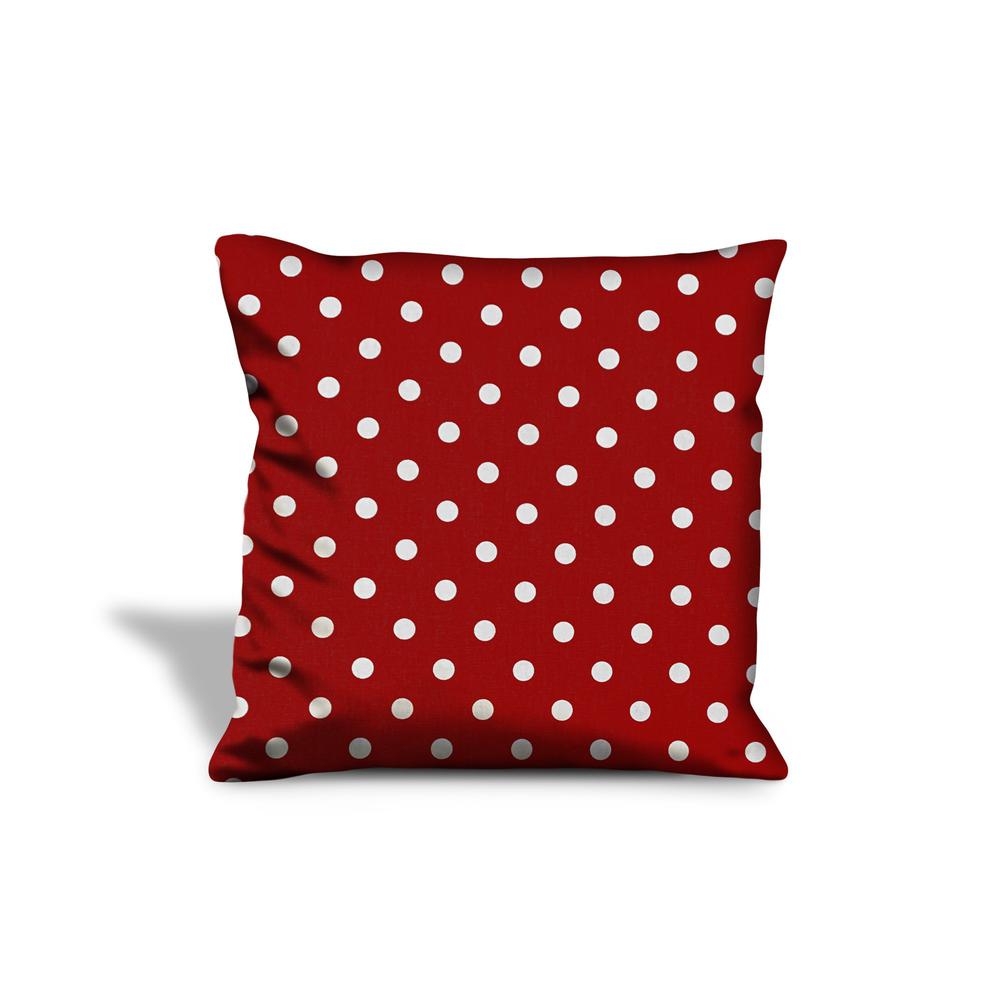 14" X 20" Red And White Zippered 100% Cotton Polka Dots Lumbar Pillow Cover. Picture 2