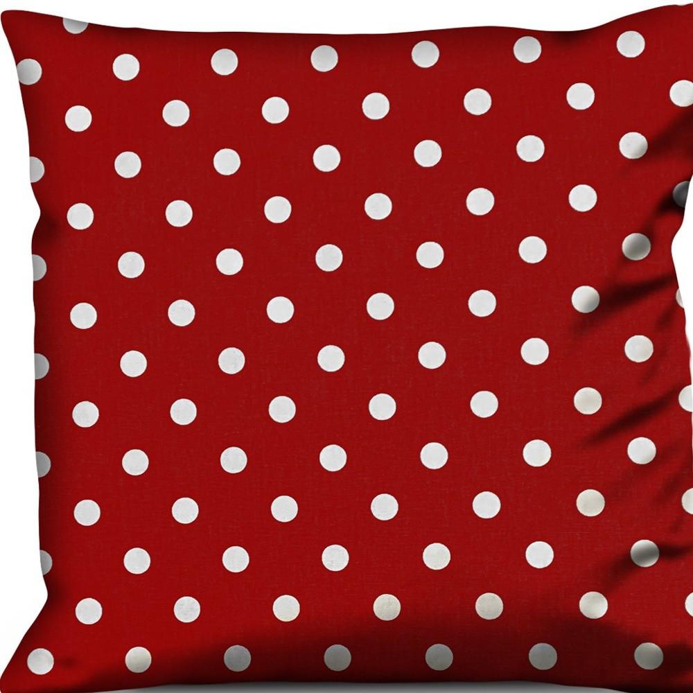 14" X 20" Red And White Zippered 100% Cotton Polka Dots Lumbar Pillow Cover. Picture 4
