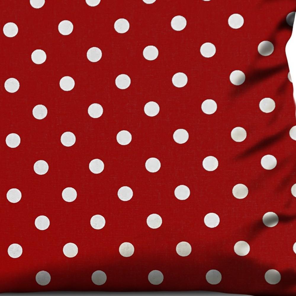 14" X 20" Red And White Zippered 100% Cotton Polka Dots Lumbar Pillow Cover. Picture 5