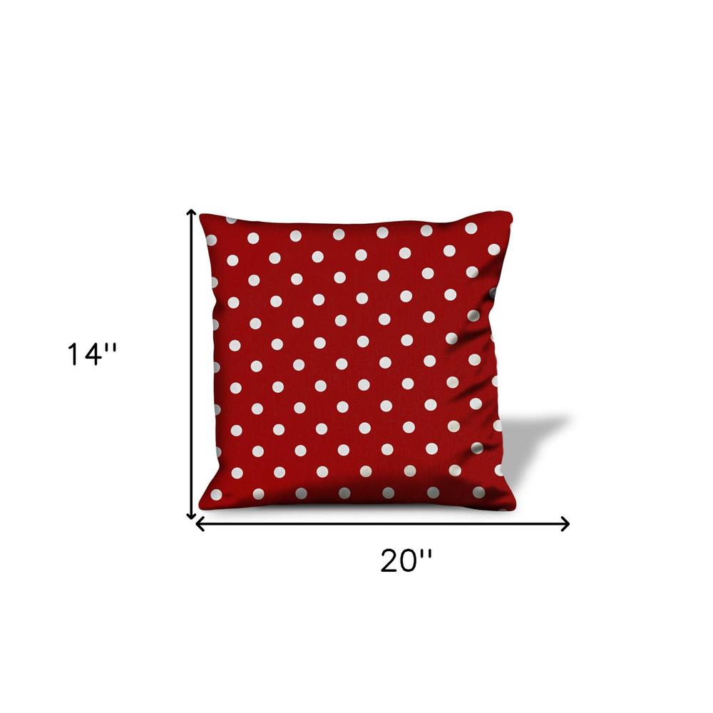 14" X 20" Red And White Zippered 100% Cotton Polka Dots Lumbar Pillow Cover. Picture 8