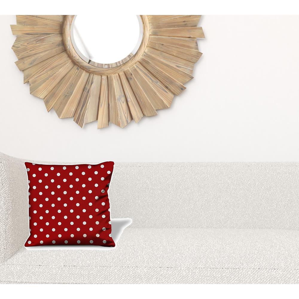 14" X 20" Red And White Zippered 100% Cotton Polka Dots Lumbar Pillow Cover. Picture 3