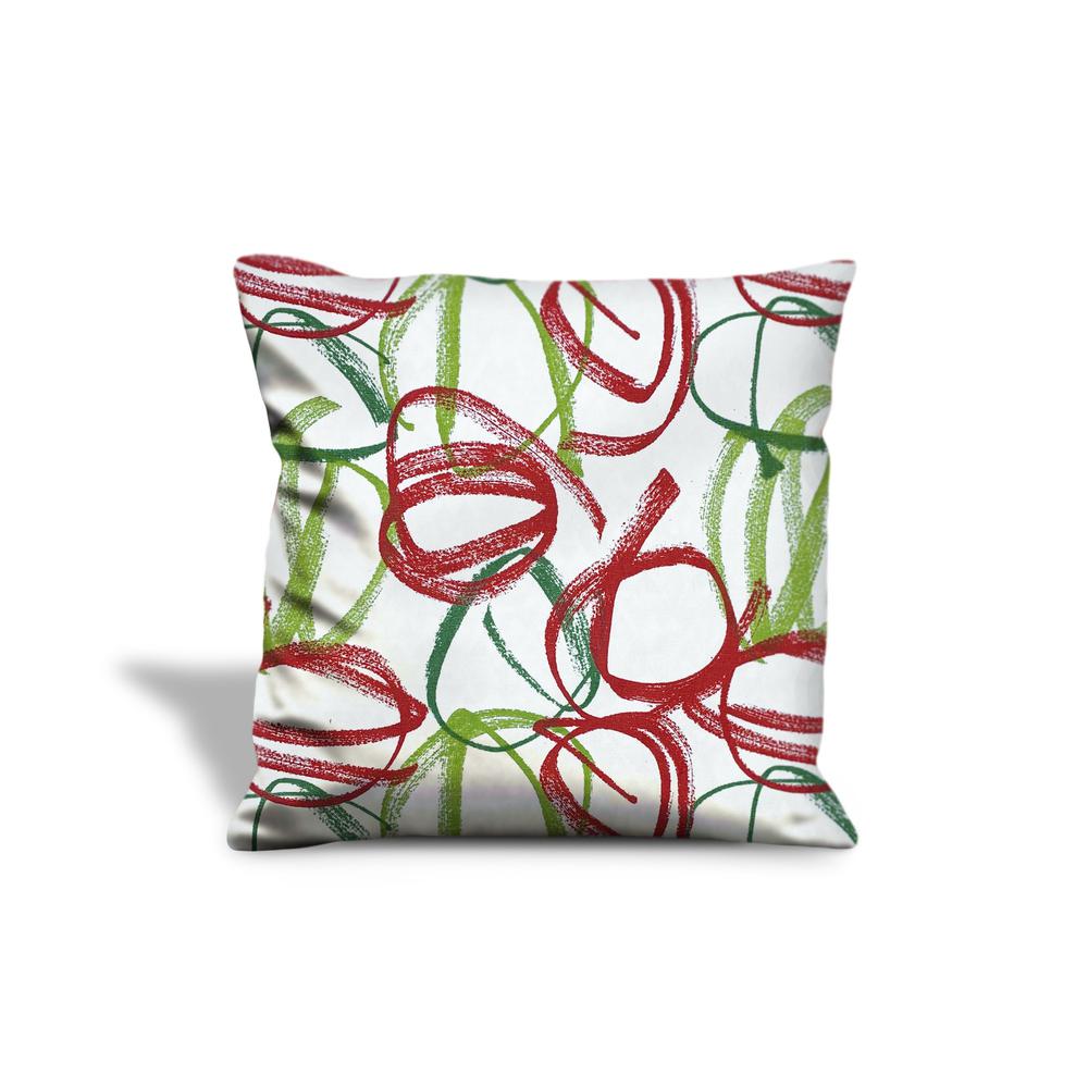 17" X 17" Red Gray And White Zippered 100% Cotton Abstract Throw Pillow Cover. Picture 2