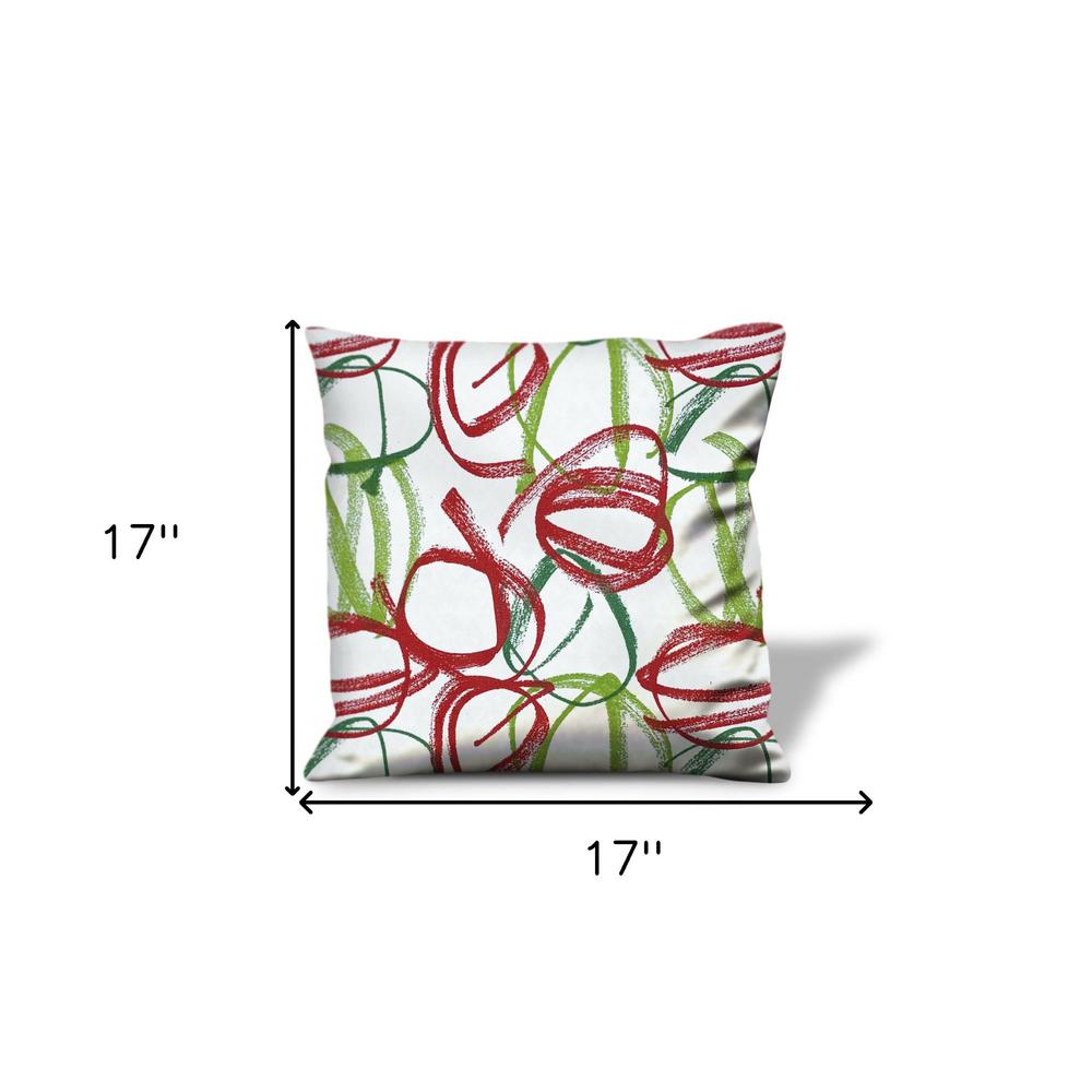 17" X 17" Red Gray And White Zippered 100% Cotton Abstract Throw Pillow Cover. Picture 7