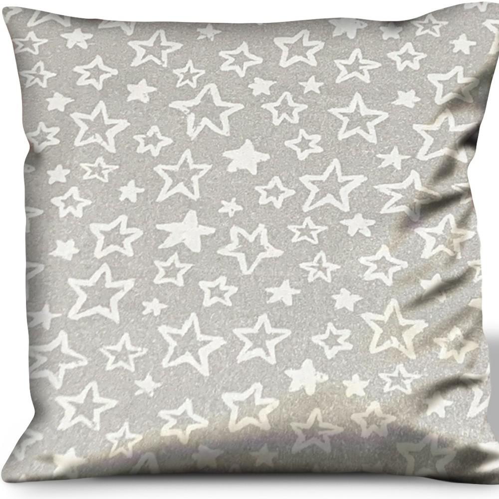 17" X 17" Silver Zippered 100% Cotton Throw Pillow Cover. Picture 3