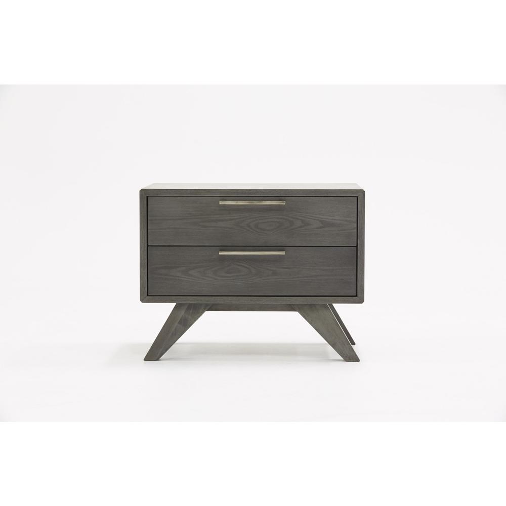 Modern Gray Wash Nightstand with Two Drawers. Picture 1